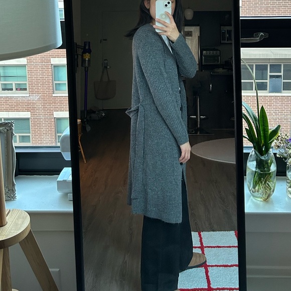 Grey Ribbed Cardigan - Picture 5 of 6